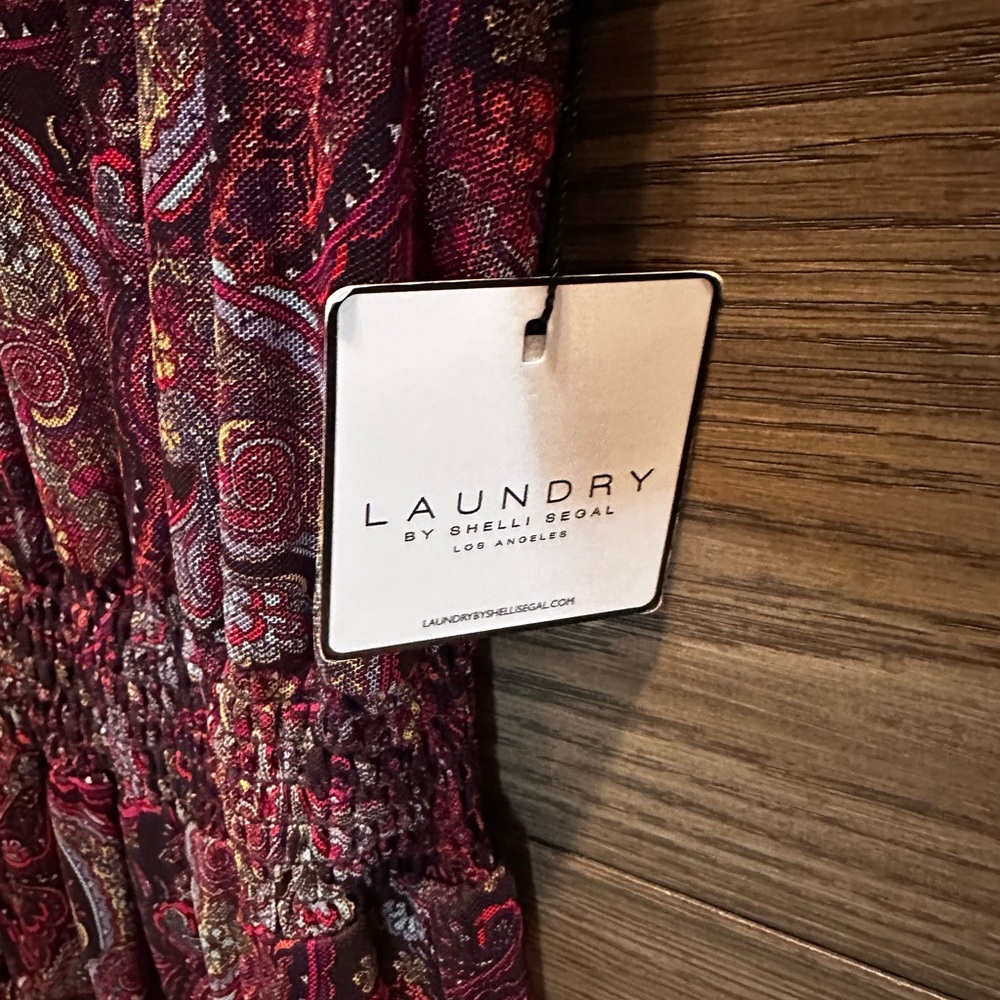 Laundry By Shelli Segal Burgundy and Pink Paisley Mini Dress - Picture 3 of 3